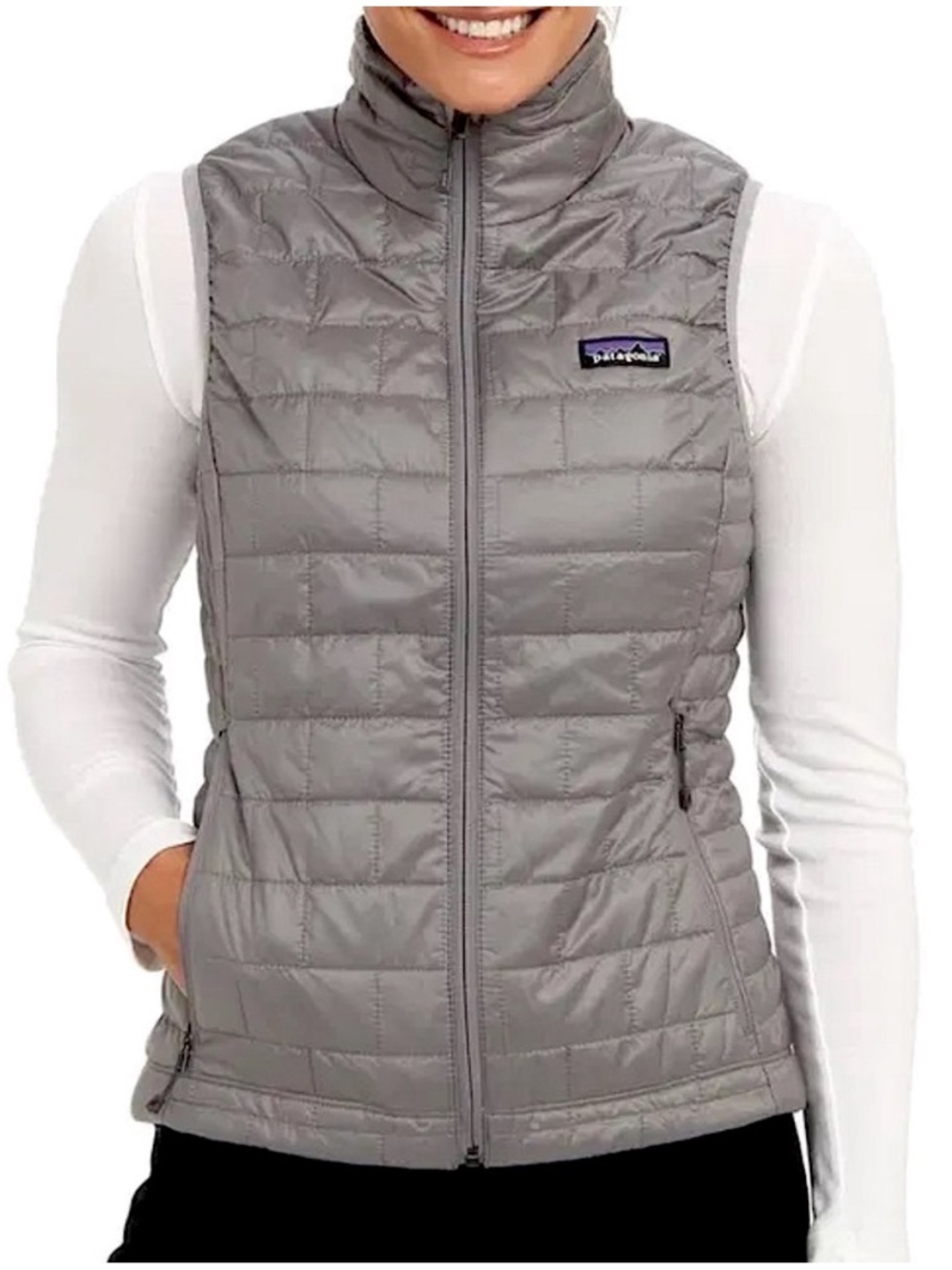 Patagonia Women's Nano Puff Vest Grey Silver Color Size Large